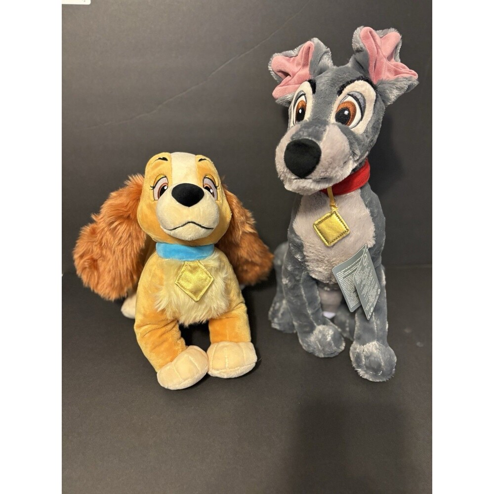 Walt Disney Lady & The Tramp Plush Dogs Lady 12" Tramp 15" New w Tags Huggable